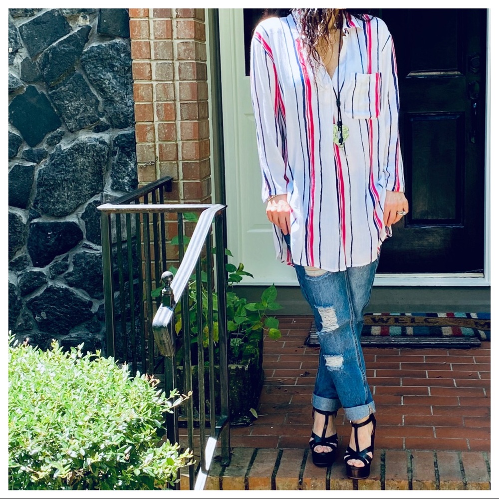 Chic white loose fit striped tunic - Picture 6 of 10